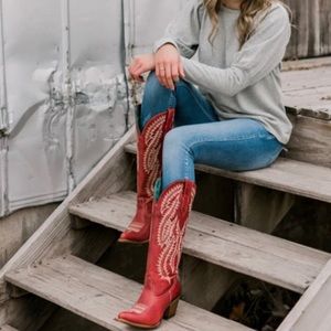 🆕 CORRAL red burgundy tall leather cowboy boots